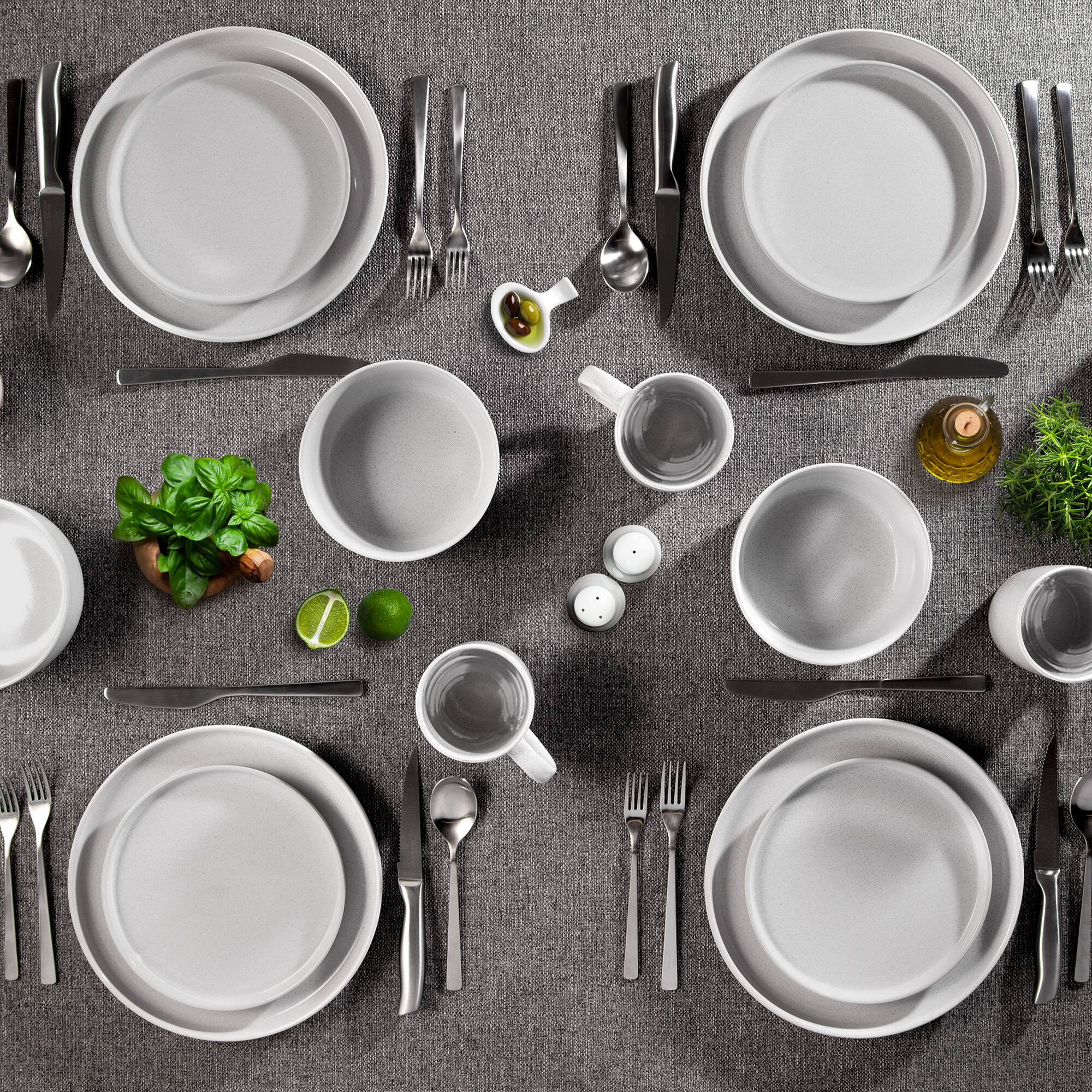 Alt View 1. Zulay Kitchen - Zulay Kitchen Terra Stoneware 16-Piece Dinnerware Set, Artisanal Ceramic Plates and Bowls Set Crafted at 2300℉ - White.