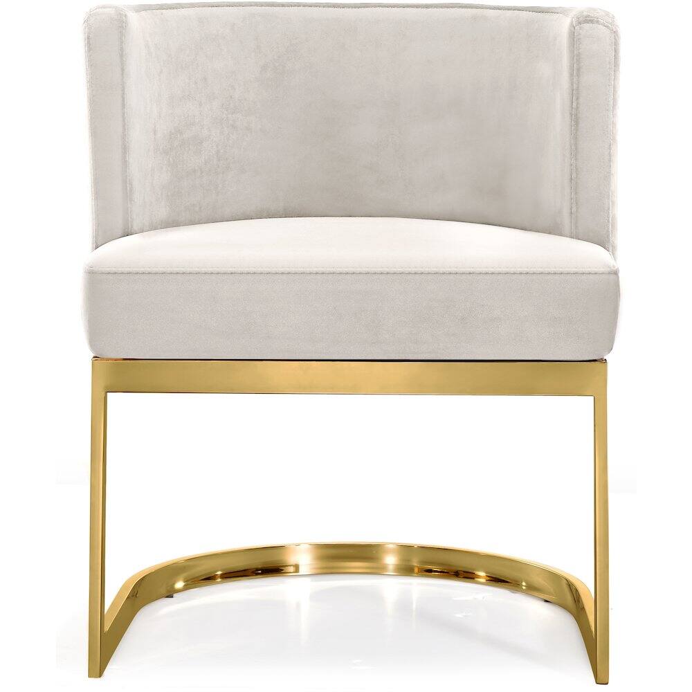 Alt View 2. Meridian Furniture - Gianna Cream Velvet Dining Chair - Beige.
