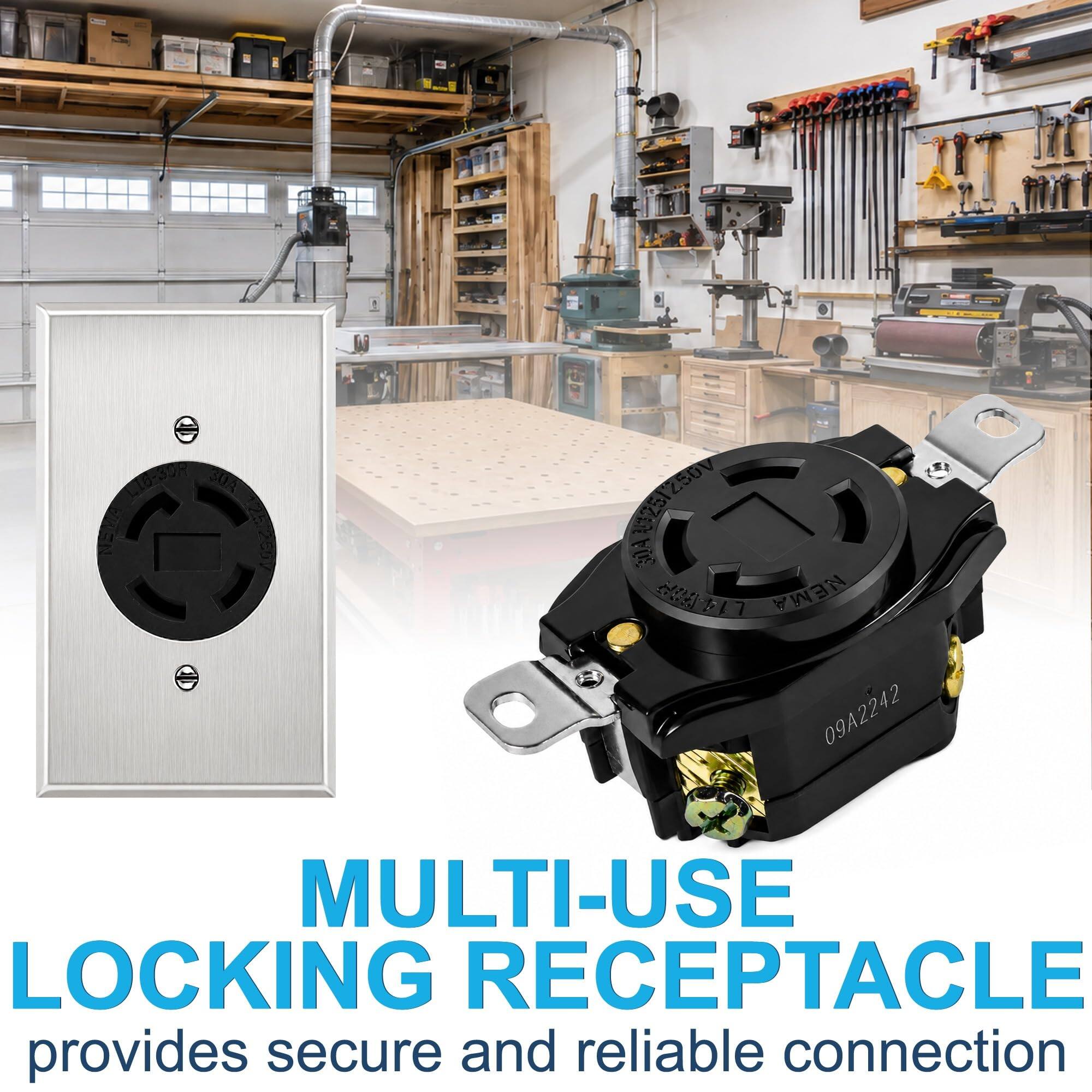 L16- S0R 025/250V 2.80V 11257  N  NEMA 09A2242 MULTI-USE LOCKING RECEPTACLE provides secure and reliable connection