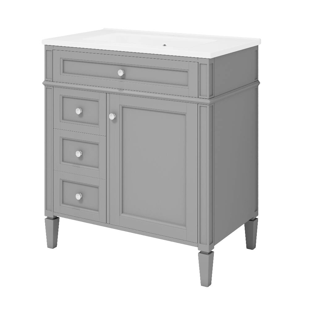 Alt View 10. Loheer - Loheer 30 inch Bathroom Vanity with Sink, Grey Single Sink Bathroom Vanity, Modern Bathroom Storage Cabinet - Grey.