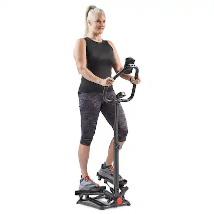 Front. Sunny Health & Fitness - Smart Twist Stepper with Handlebar - Black.