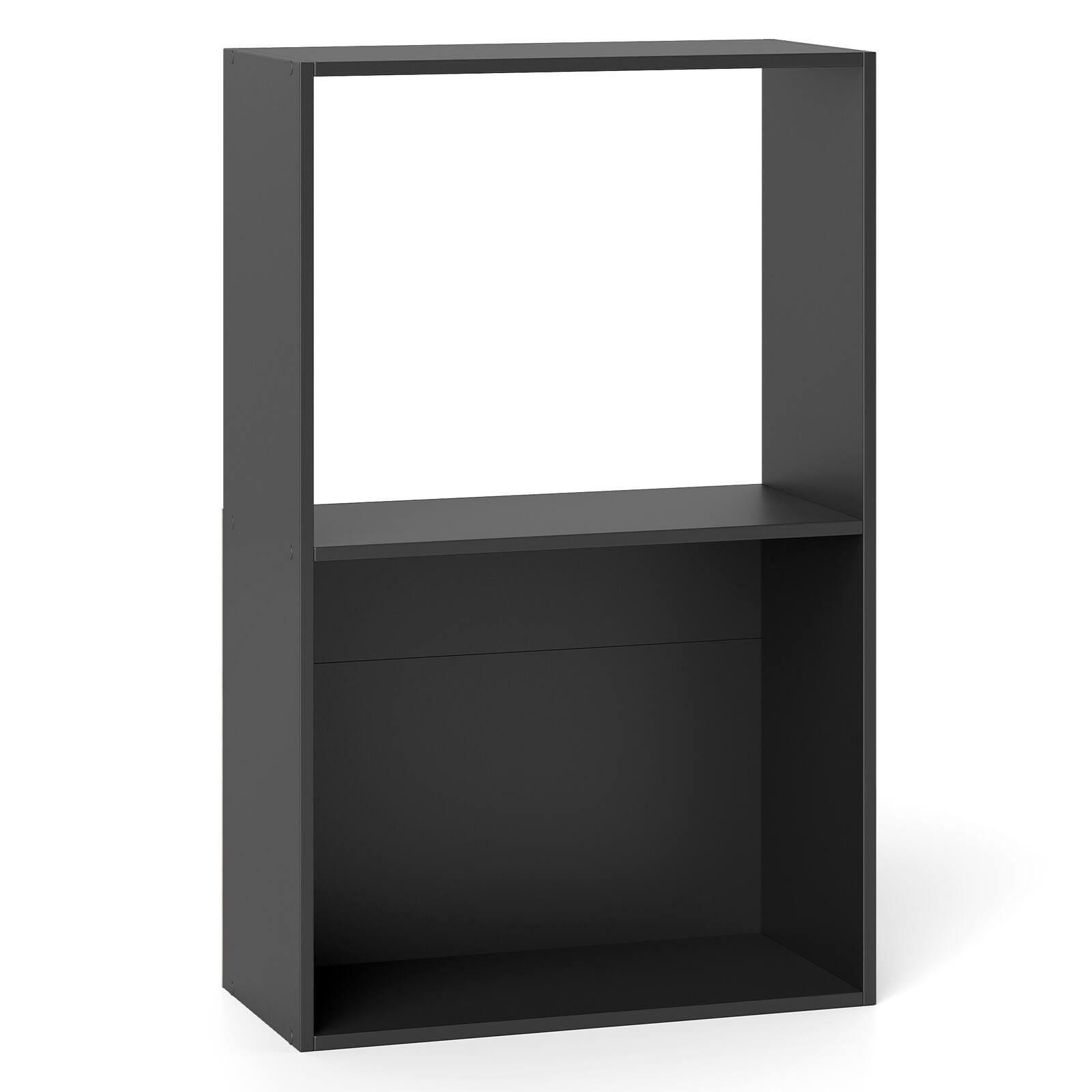 Alt View 9. Costway - Costway 1 PCS 3-Tier Bookshelf, 2-Cube Bookcase with Open Storage Compartment, Anti-Toppling Kit - Black.