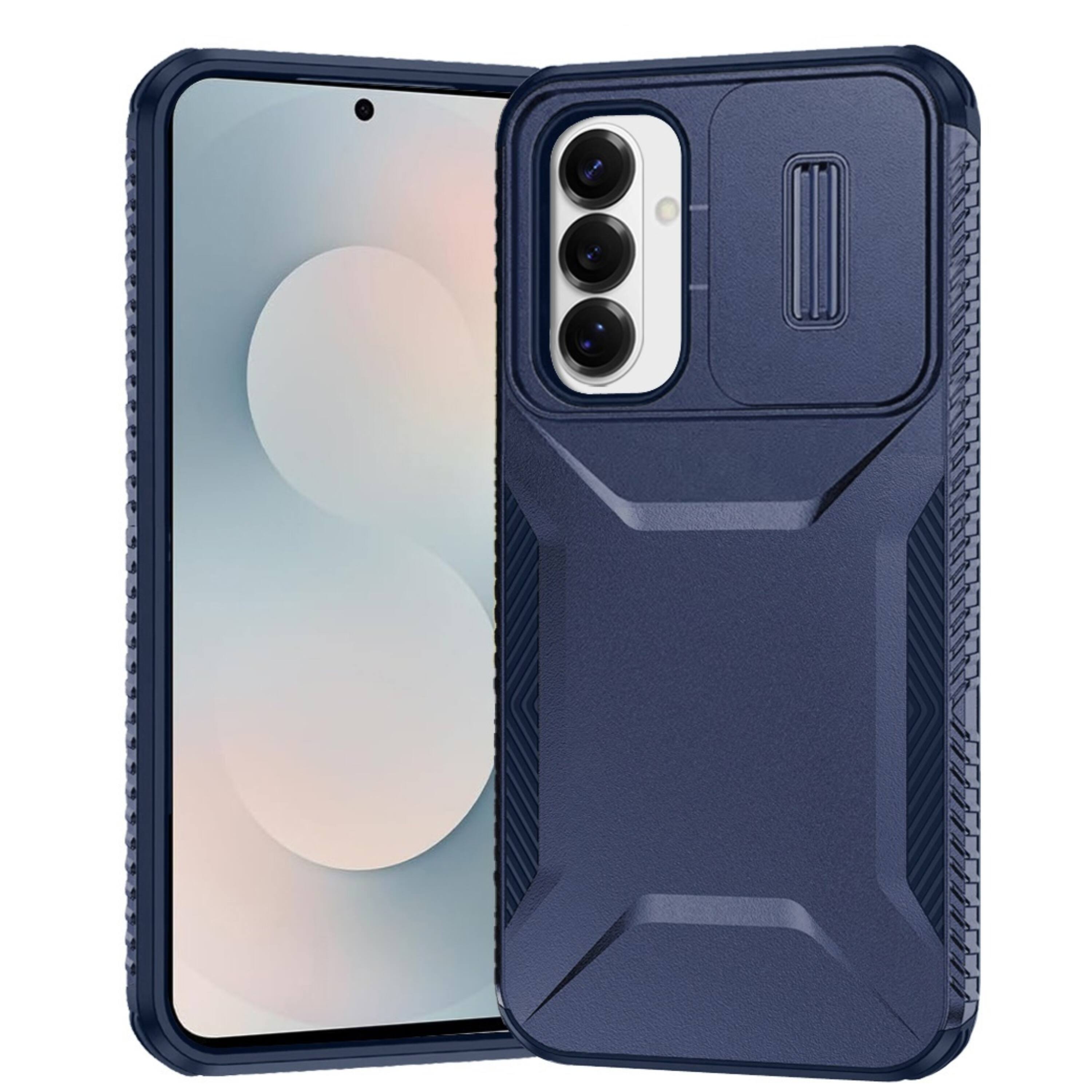 Front. Kitcheniva - Dual Layer Rugged Grip Cover Phone Case With Tempered Glass For Samsung S26 6.3 Inch Dark Blue - Blue.