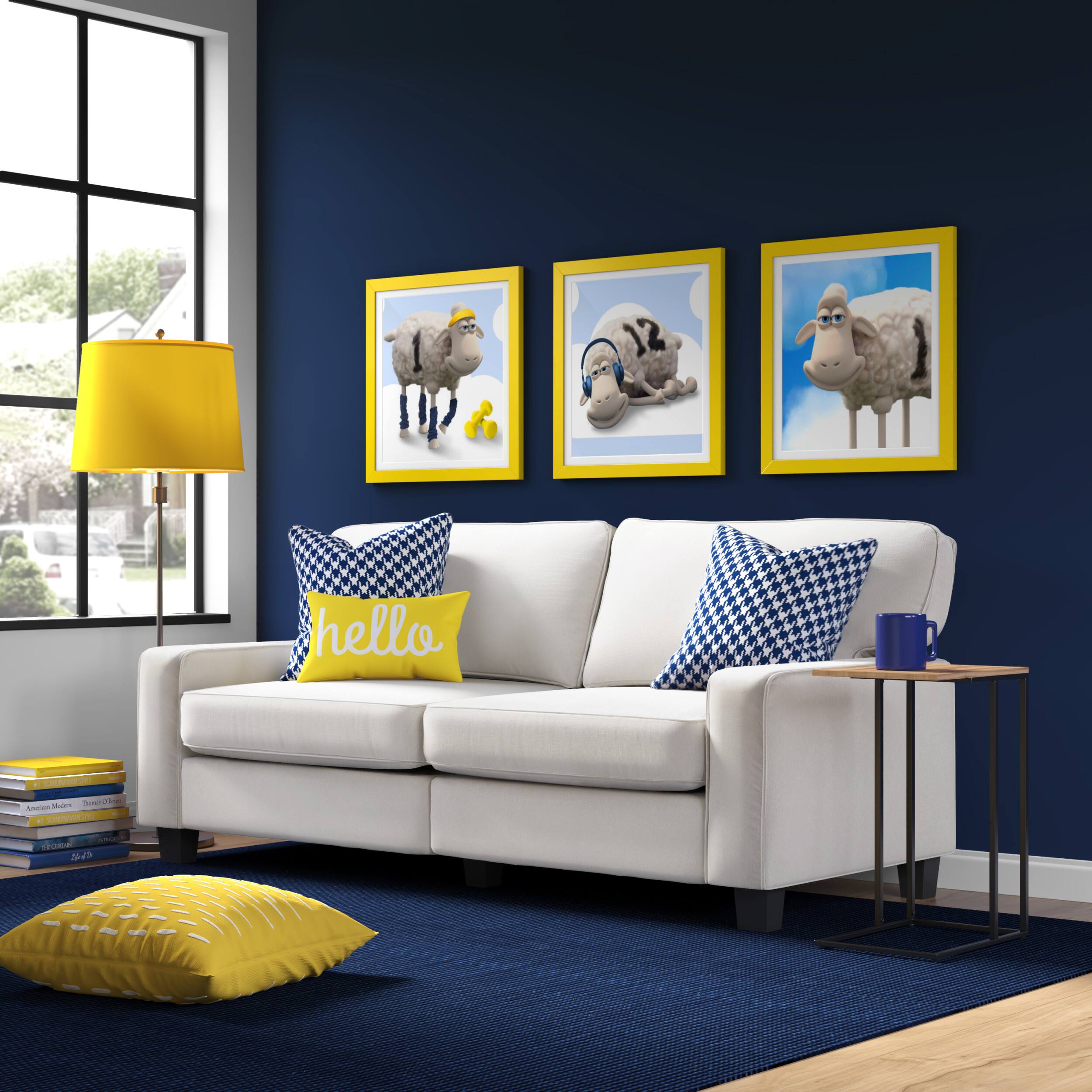 Left. Serta - Palisades Modern 3-Seat - Straight Arm - Fabric Sofa - 78" - Cream.