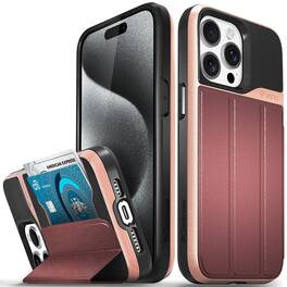 Vena - vCommute Leather Wallet Case with Kickstand for Apple iPhone 15 Pro Max (6.7") - Rose Gold - Multicolored