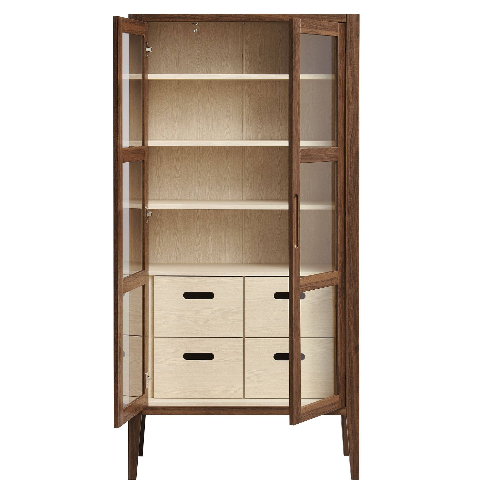 Alt View 5. Modway - Nell 71" Glass Door Tall Display Storage Cabinet by Modway - Walnut.