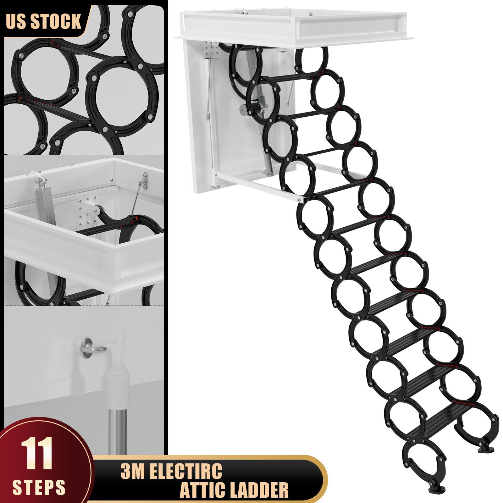 US STOCK

11 STEPS

3M ELECTRIC ATTIC LADDER