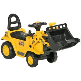 Ecooso - 2-in-1 Ride-On Excavator and Pull Cart with Horn, Front Loader Shovel, and Under-Seat Storage - Yellow