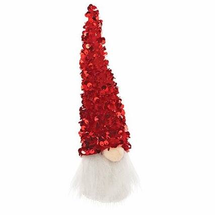 Front. BreeBe - *Red Sequin Santa Gnome 8"H - Red, White.