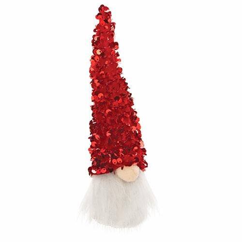 Front. BreeBe - *Red Sequin Santa Gnome 8"H - Red, White.