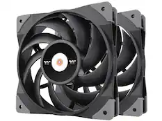 Front. Thermaltake - Thermaltake TOUGHFAN 14 140mm PWM Fan (2 Pack) - 500-2000 RPM, High Static Pressure, Anti-Vibration Mount - Black.
