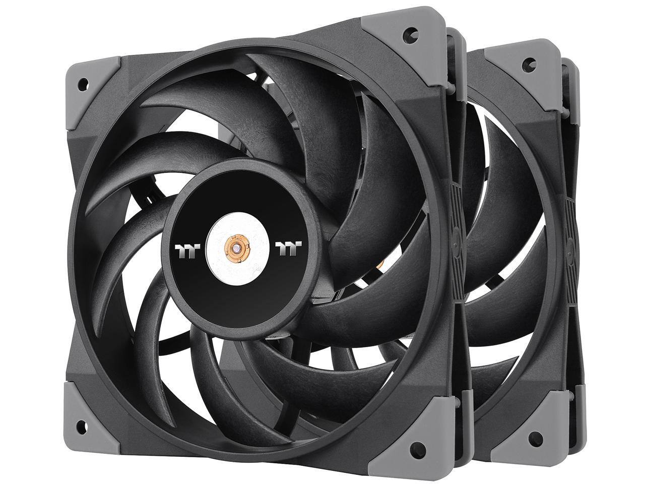 Front. Thermaltake - Thermaltake TOUGHFAN 14 140mm PWM Fan (2 Pack) - 500-2000 RPM, High Static Pressure, Anti-Vibration Mount - Black.