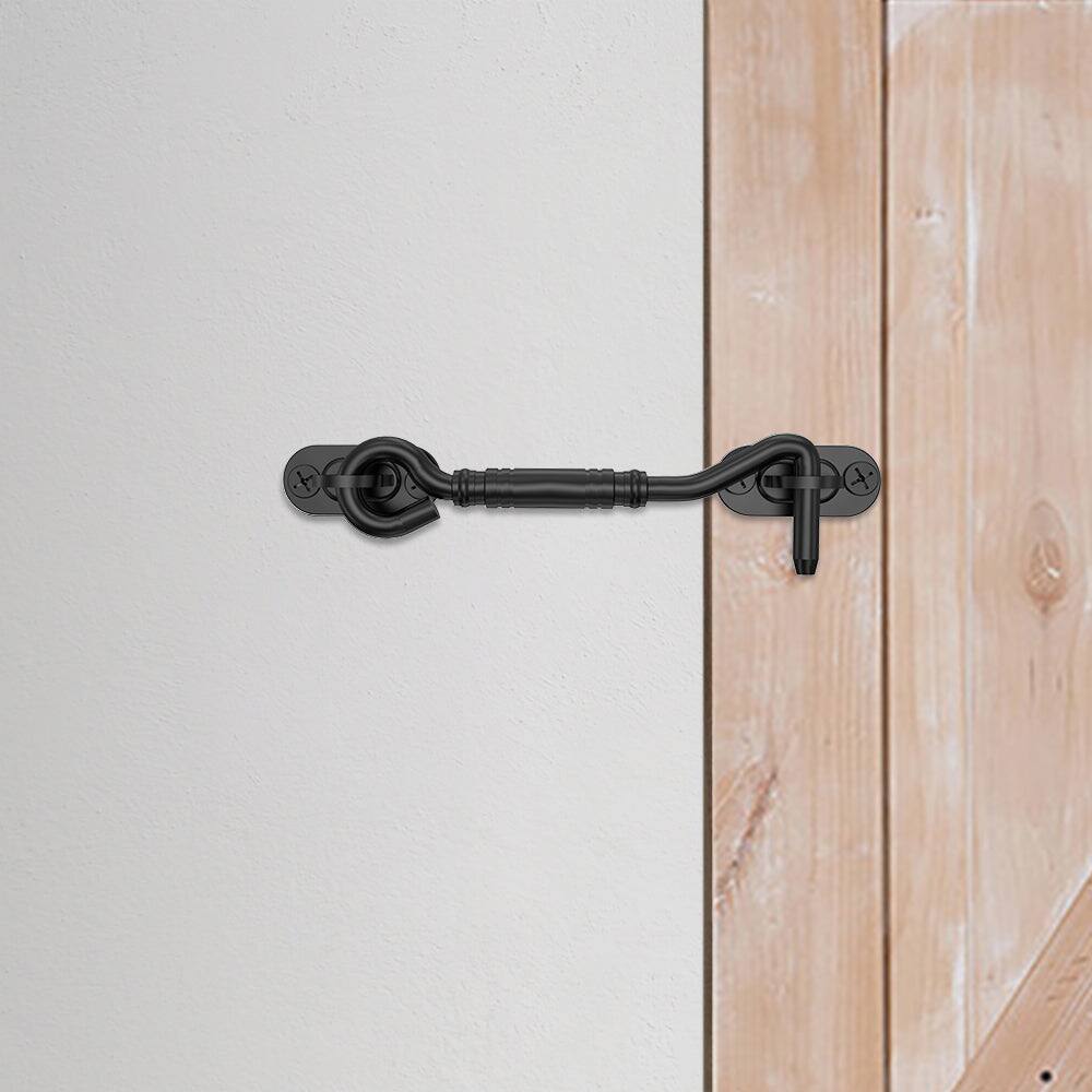Alt View 5. Boyel Living - 4 in. Black Steel Sliding Barn Door Hook Lock Latch - Black.