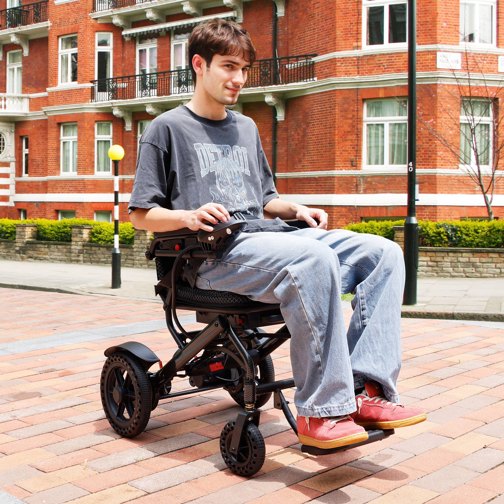 Alt View 7. Topteng - 360W Lightweight Folding Electric Wheelchair - 25-Mile Range, 46LBS, for Adults & Seniors Black - Black.