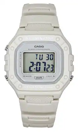 Casio - Youth Digital Resin Strap Quartz W-218HC-8AV Unisex Watch - White