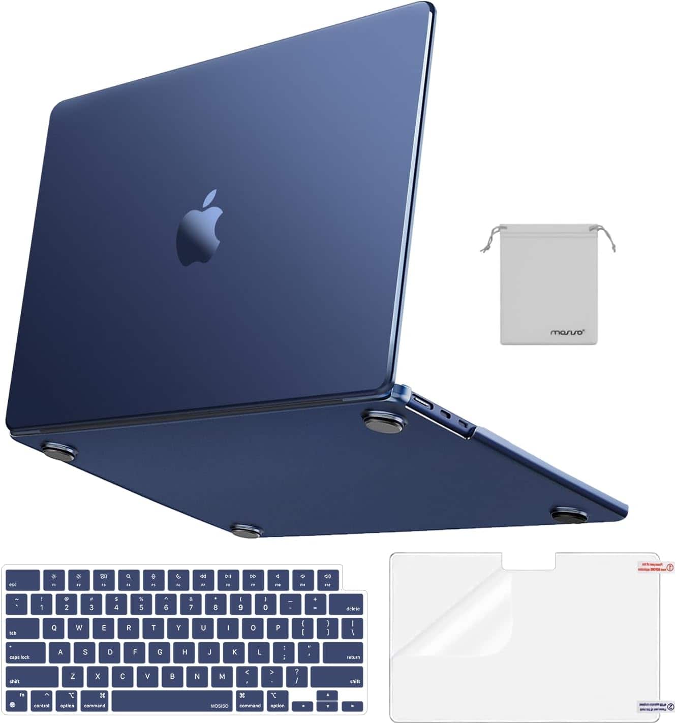 mosiso - 4-in-1 Hard Shell Case Kit for 15-inch MacBook Air (A3448 A3241 A3114 A2941) - Midnight Clear