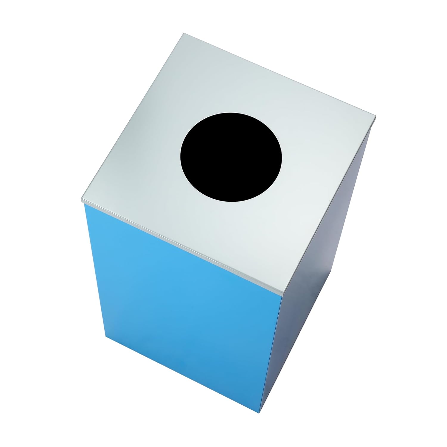 Left. Alpine Industries - Trash Can Lid, 29 Gallon Square Trash Can and Recycling Bin Lid - Circle Opening.