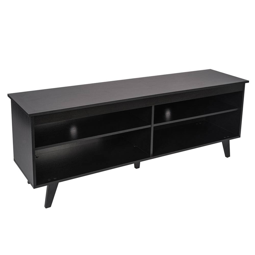 Back. Madesa - Madesa TV Stand with 4 Open Shelves and Cable Management 53"L Media Storage Living Room and Bedroom - Black - Black.