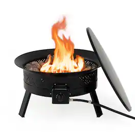 Mondawe - 24.5 Inch Portable Propane Fire Pit with Carry Strap and Folding Legs - Black