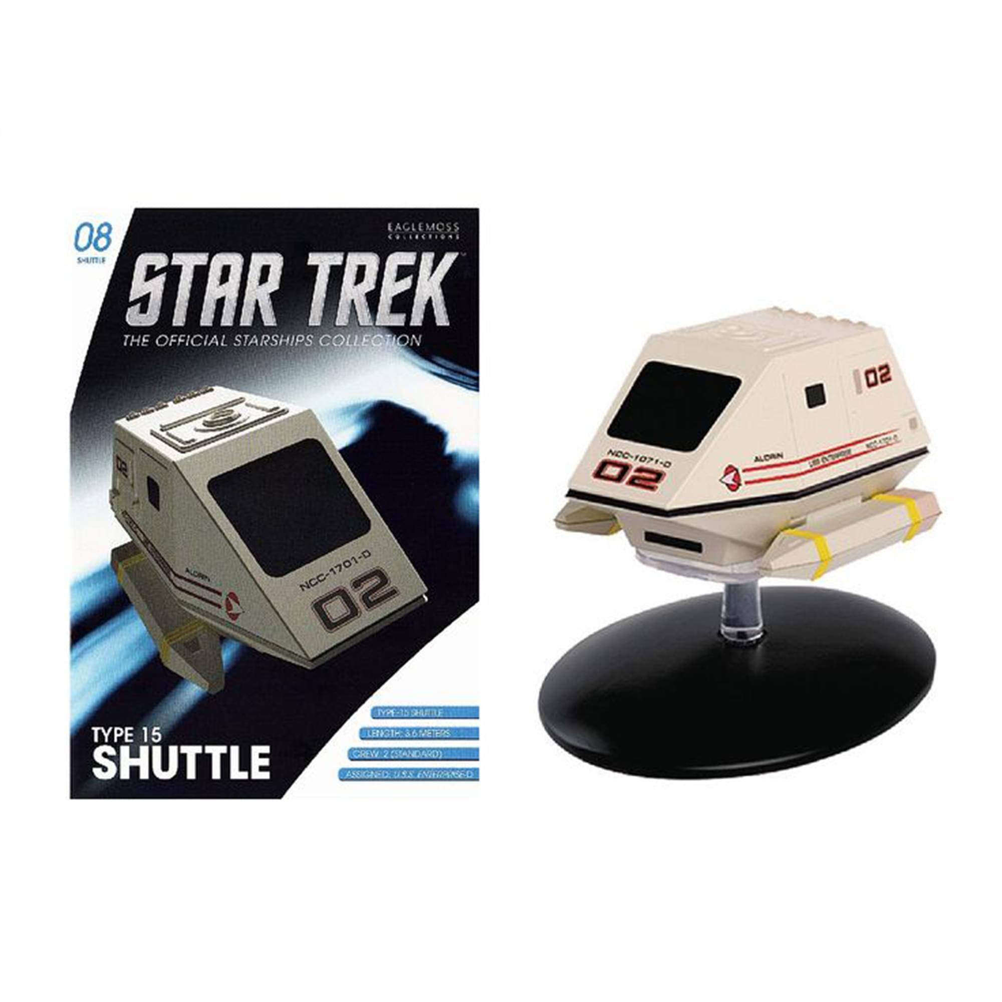 EAGLEMOSS 08 ........ Same STAR TREK THE OFFICIAL STARSHIPS COLLECTION 02 E NOC-1071-D 02  ALDAN NS NCC-1701-D 02 TYPE 15 SHUTTLE TY-13 HU LSTH 6 3 CHEW 2 CANDARD) AIINO DSA INAUEO