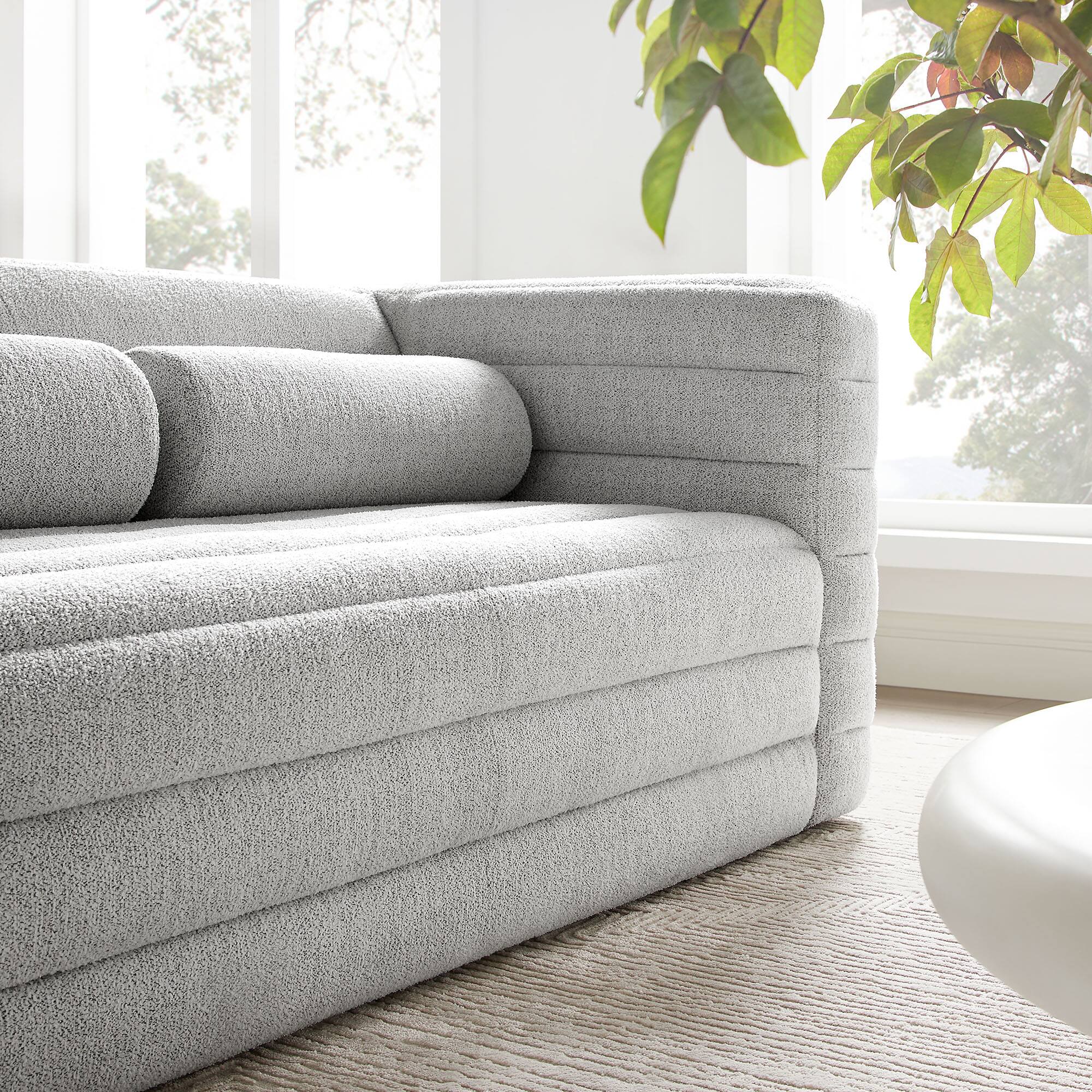 Alt View 8. Modway - Relle Channel Tufted Boucle Upholstered Loveseat by Modway - Newsprint.