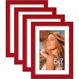Stylel Star - Picture Frame Set With Mat Or Without Engineered Wood Shatter Resistant Plexiglass Wall Gallery Photo Frames For - Red