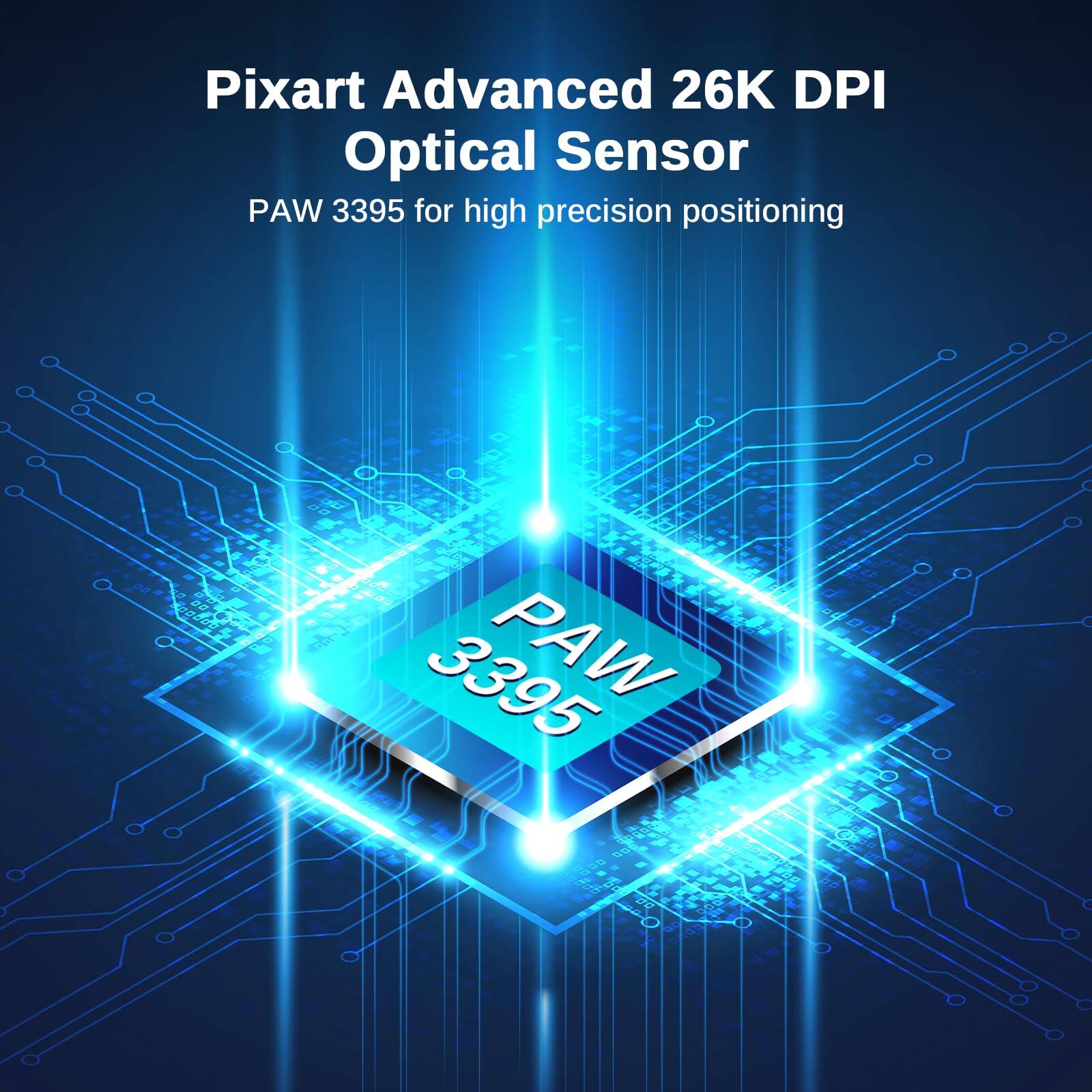 Pixart Advanced 26K DPI Optical Sensor  
PAW 3395 for high precision positioning