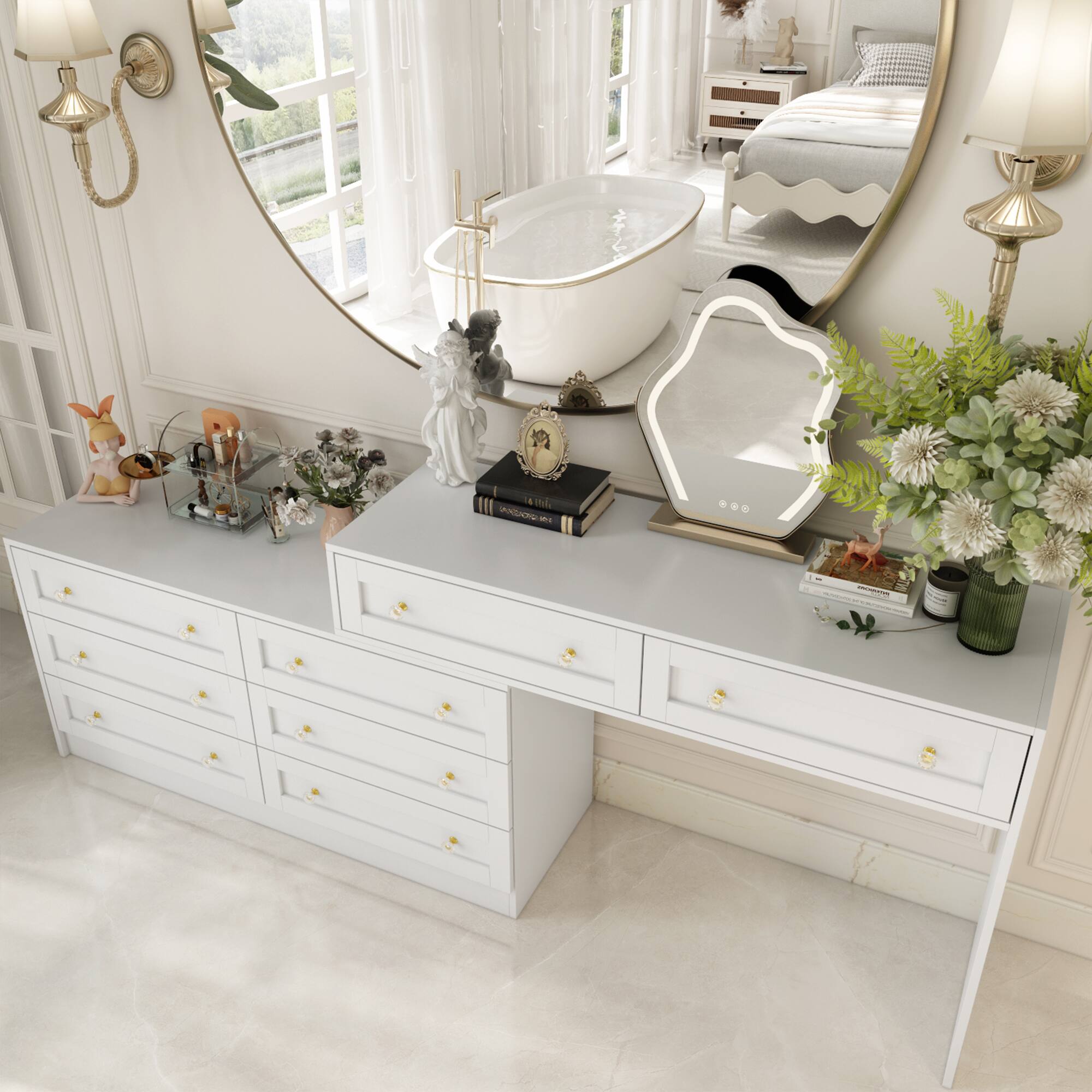 Alt View 1. FUFU&GAGA - FUFU&GAGA Convertible Dresser & Vanity: Transformable, Space - Smart Solution - White.
