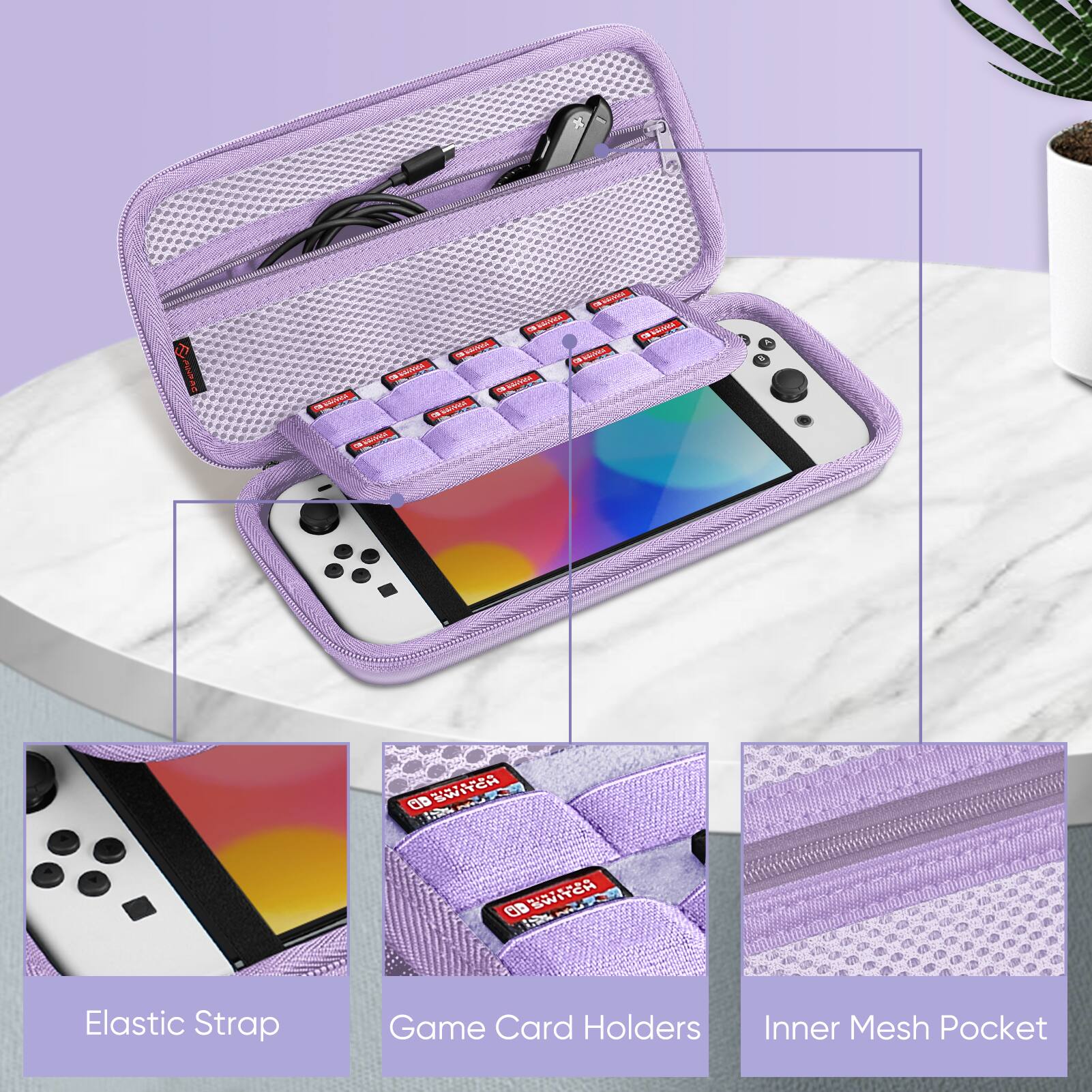 PIND MINNE a a THINITED - BRAYER C2 DRAVOR CO CONNACT CONOMMER

8
GD SWITCH
AD SWITCH
Elastic Strap
Game Card Holders
Inner Mesh Pocket