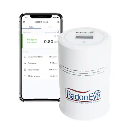 9:41 RD200/SN0005 Radon Data
Radon level: Last synced 30 min ago
RADON LVL: No Action Required 0.80 pCi/l
Details:
- Measurement time: 12 hr 32 m
- Peak value: 1.21 pCi/l
- 1 day average: 0.64 pCi/l
- 30 day average: 1.46 pCi/l
Radon Eye: INNOVATIVE RADON SENSOR & DETECTOR