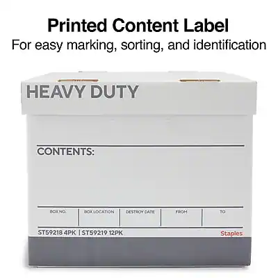 Destroy Labels Staples Heavy Duty 50% Recycled Corrugated File Box Lift Off Lid ...