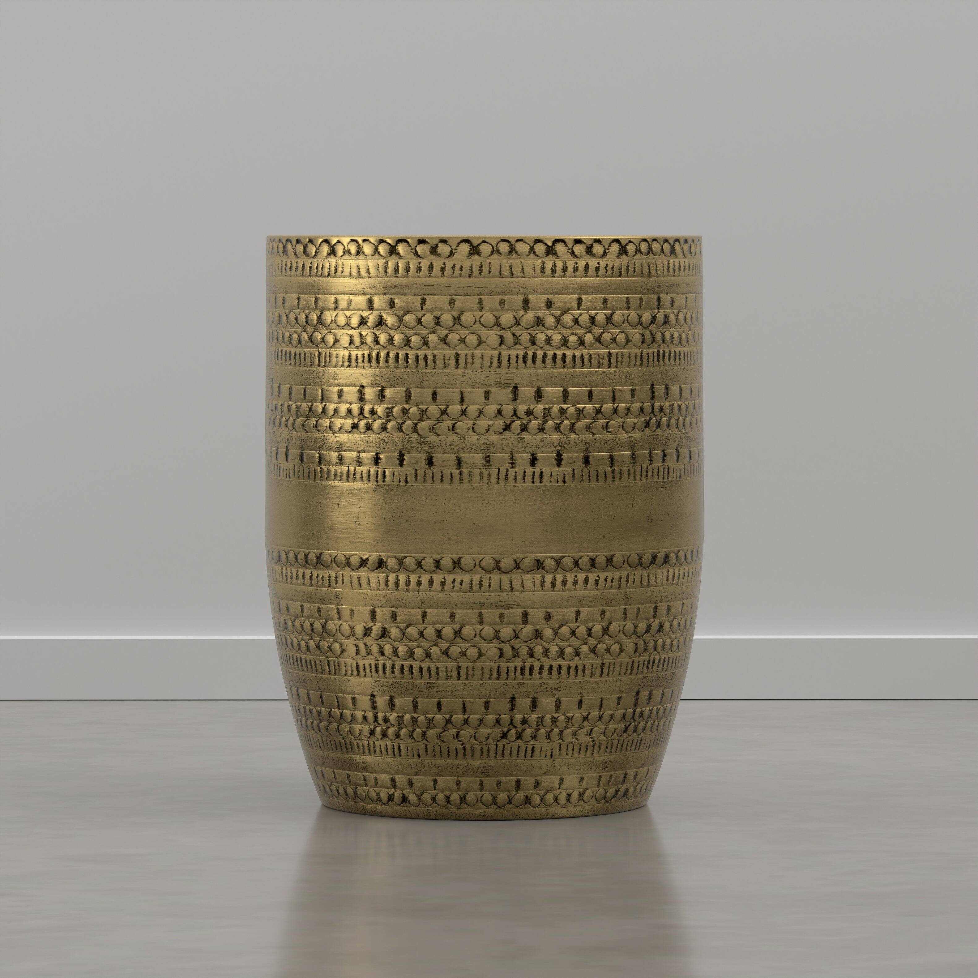 Back. Simpli Home - Johnsen 15 inch Wide Metal Drum Accent Table, Burnished Gold - Burnished Gold.
