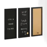Martha Stewart - Everette Cork/Chalk/Letter Board Set with Accessories - 24x18 - Black Woodgrain - Front_Zoom