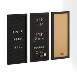 Martha Stewart - Everette Cork/Chalk/Letter Board Set with Accessories - Black Woodgrain