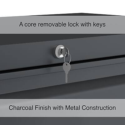 A core removable lock with keys  
Charcoal Finish with Metal Construction