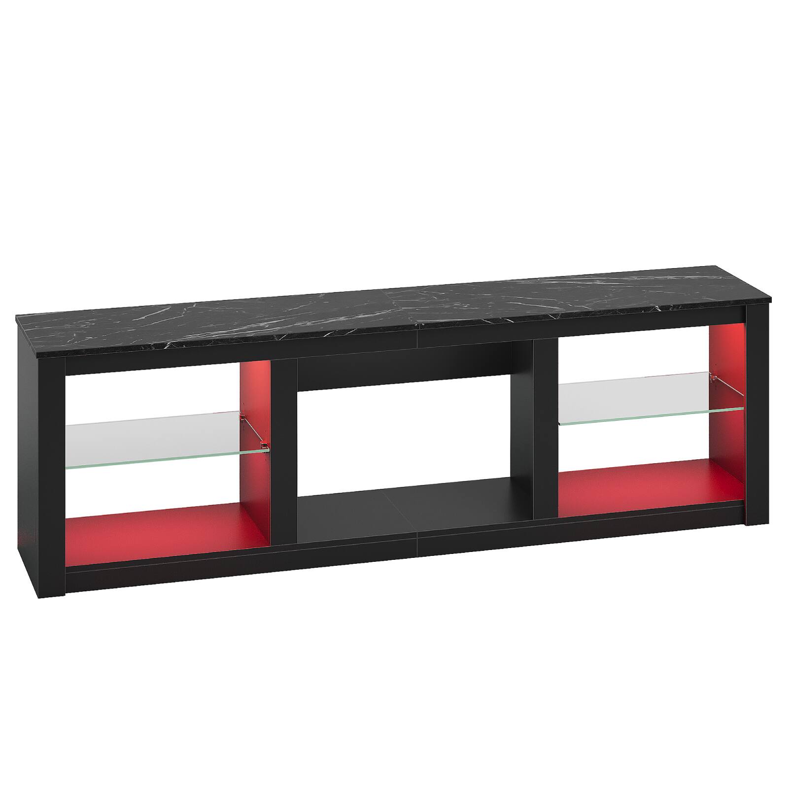 Alt View 12. Bestier - 70" TV Stand with LED Lights and Glass Shelves for TVs up to 75" - Black Marble.