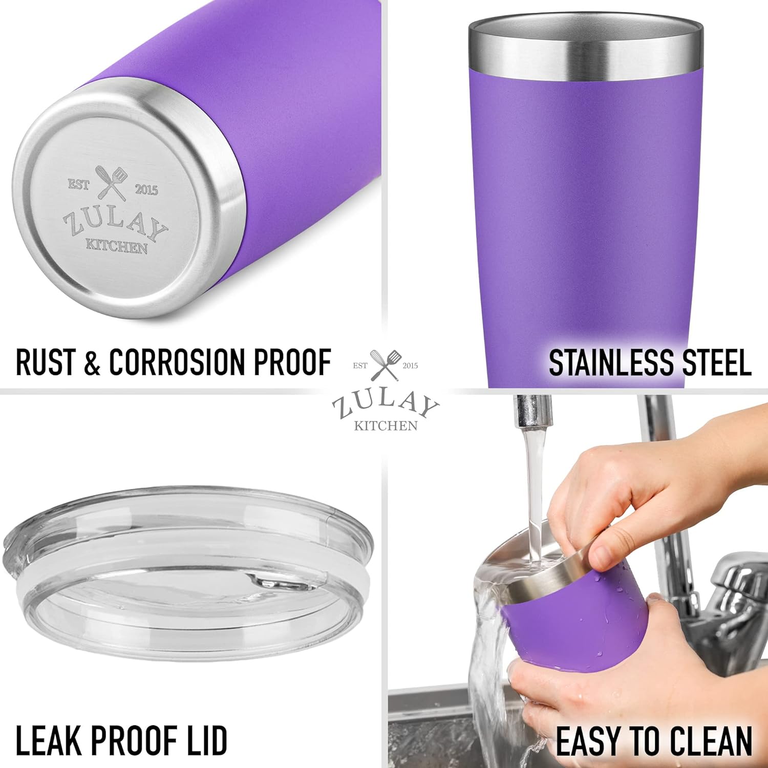 EST 2015 ZULAY KITCHEN
RUST & CORROSION PROOF
STAINLESS STEEL
LEAK PROOF LID
EASY TO CLEAN