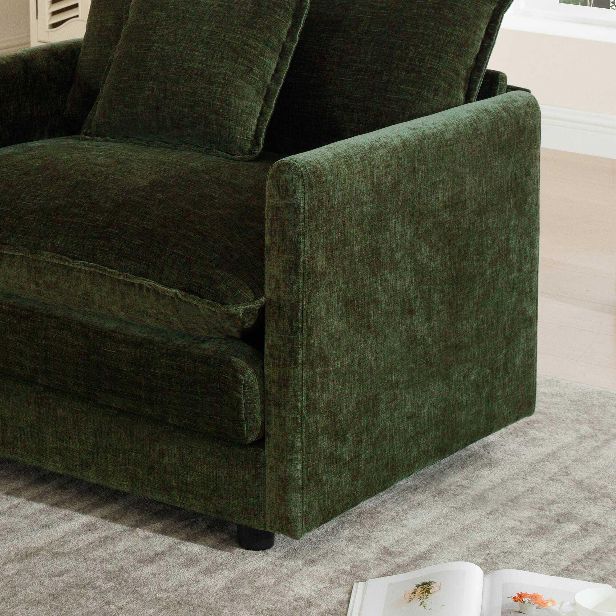 Alt View 5. LOVMOR - U Shaped Modular Easy Assembly 4 Seater Chenille Sectional Couch For Living Room Home Theater Plush Cozy TV XL - Green.