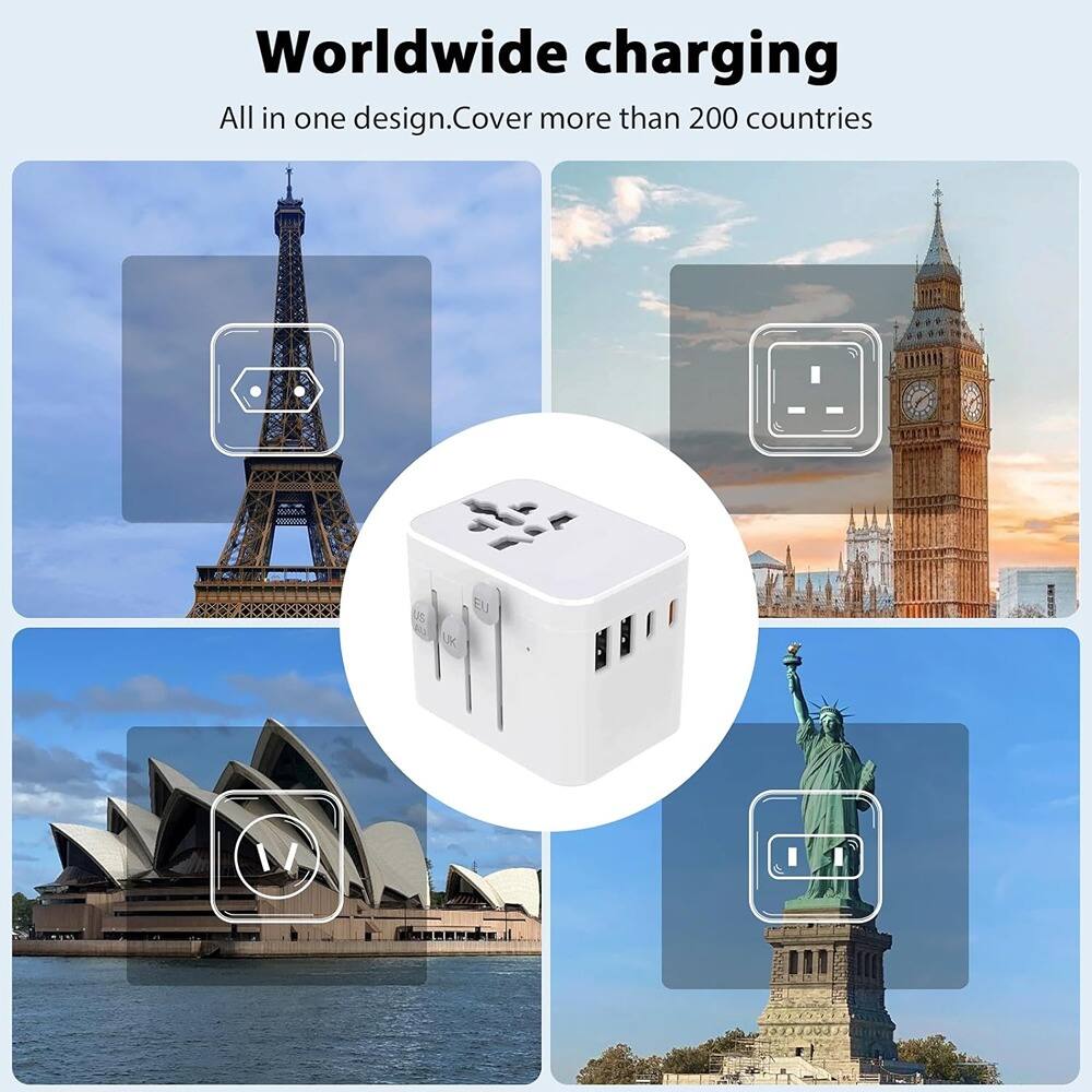 Worldwide charging  
All in one design. Cover more than 200 countries