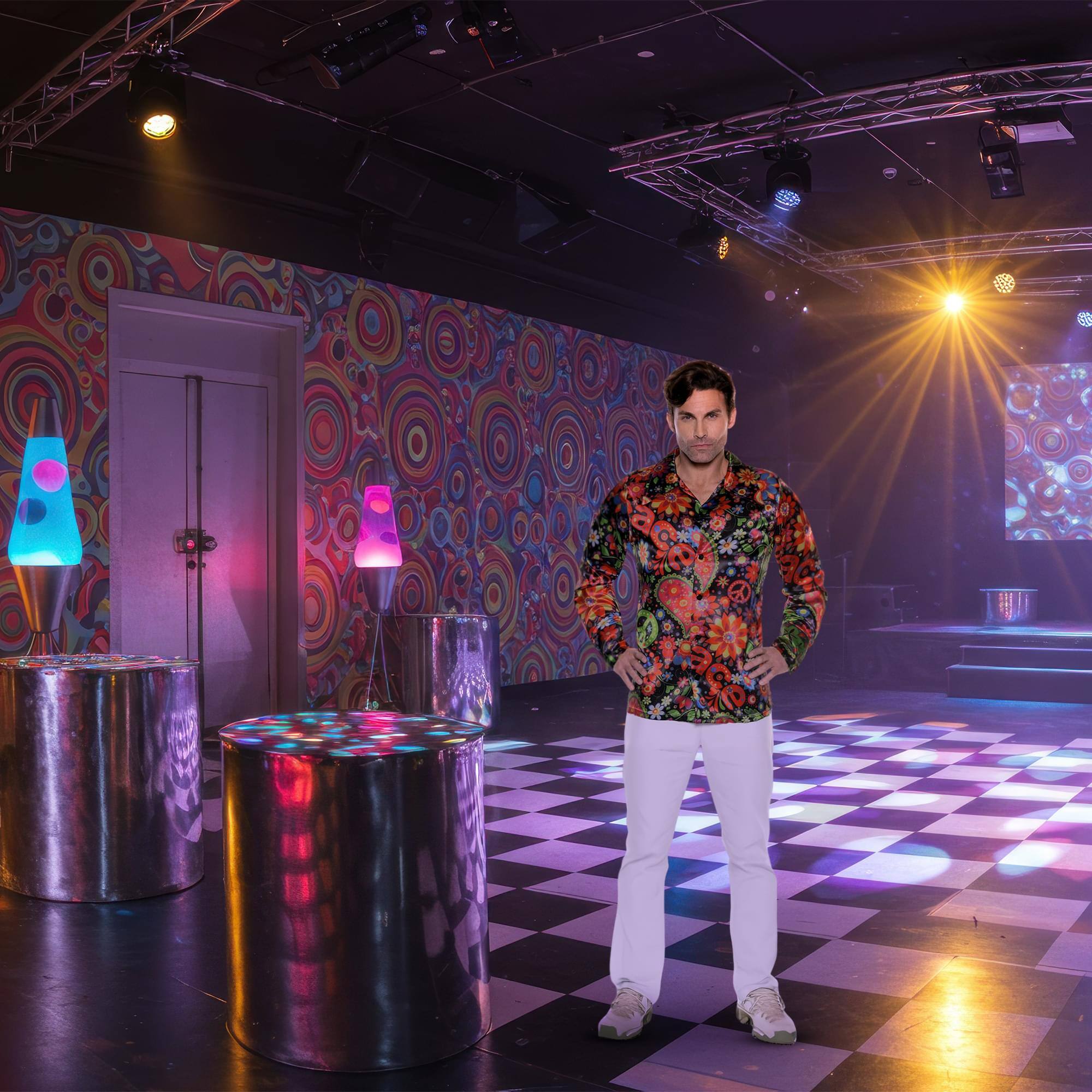 Alt View 1. Underwraps - 60's Psychedelic Shirt Adult Costume | XX-Large - Multi-Colored.