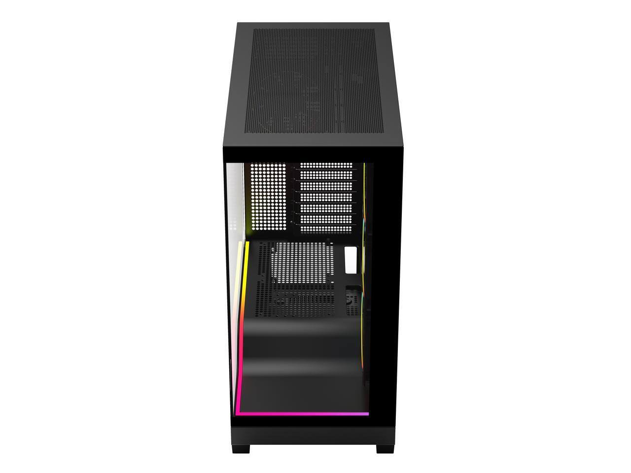Alt View 10. DIYPC - DIYPC IDX5-BK-ARGB Black ATX Case w/ Tempered Glass & ARGB Fans - Black.