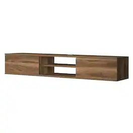 FurniFact - Floating TV Stand with Wall Mount and Modern Storage Design - Brown