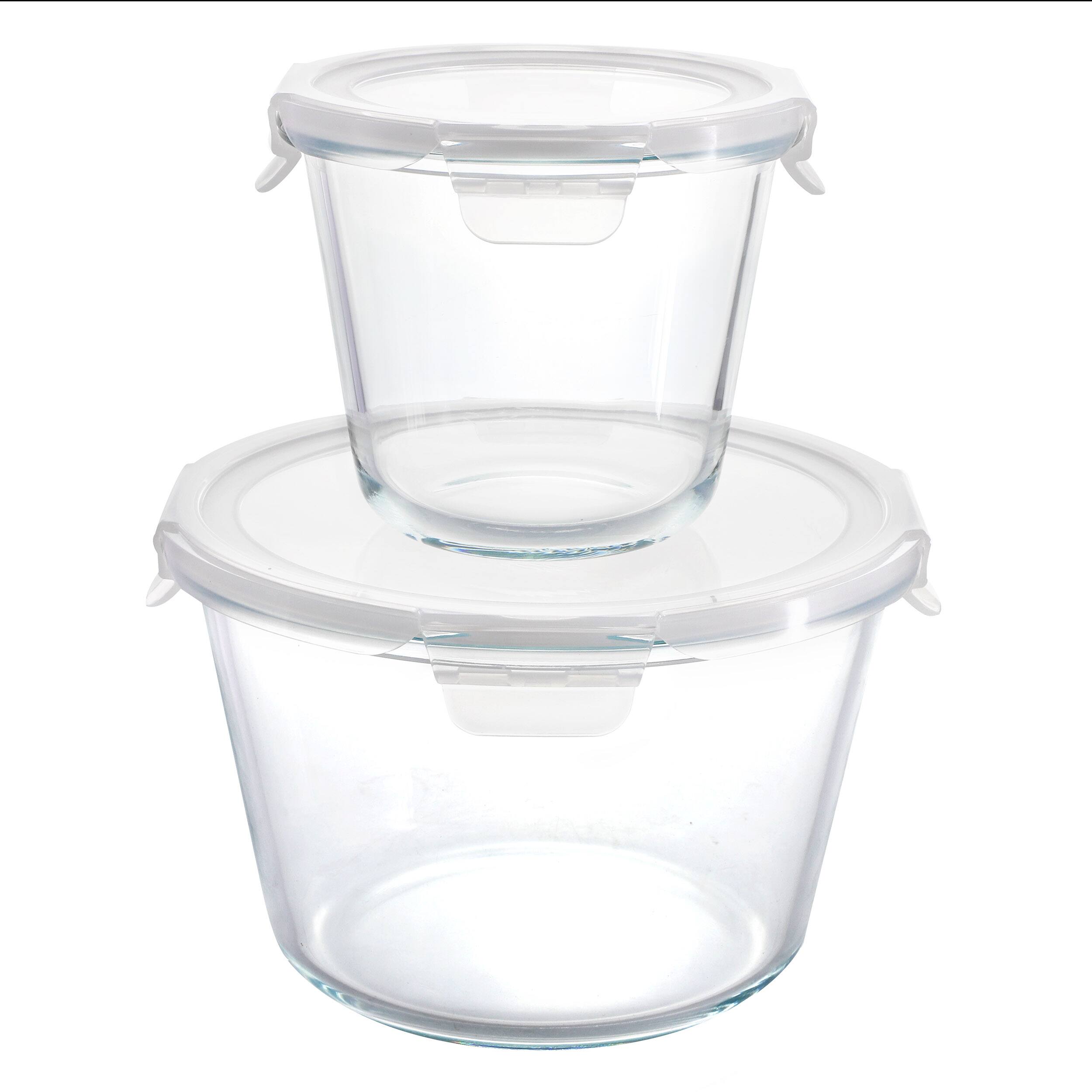 Angle. Gibson - Gibson Home House Specials 4 Piece Borosilicate Glass Round Storage Container Set with Snap Lids - Clear.