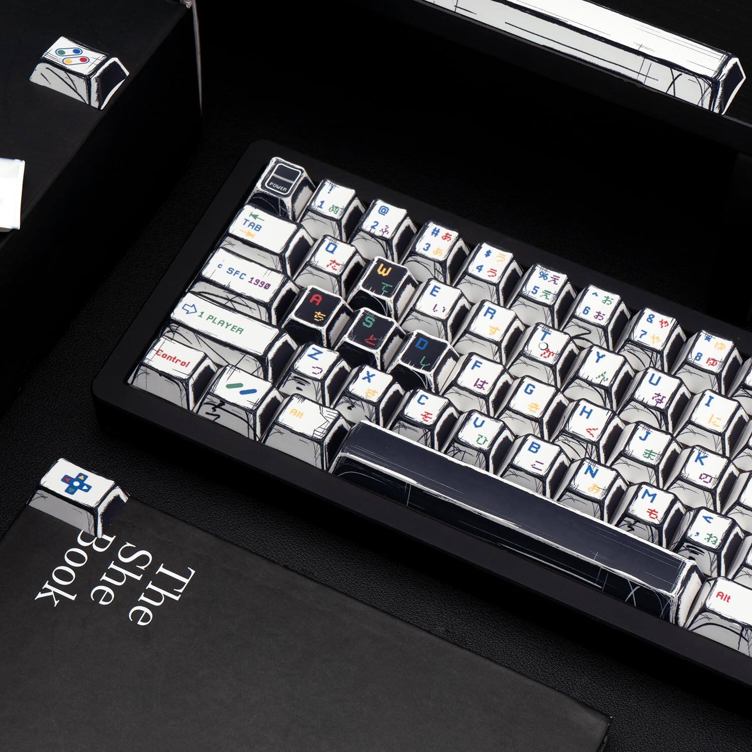 Sure, here is the corrected and grouped text from the image:

- FOMER 1 8 TAB Q e SFC 1998 A i PLAYER Control Z AN Book She The 2 2 w F S x # 3 E J D C $ 4 R F U 5 5 1 G = 6 Y H < N DO to ? U J M N B D I K A Alt

- SFC 1998
- 1 PLAYER
- Control
- The Book She
- Alt