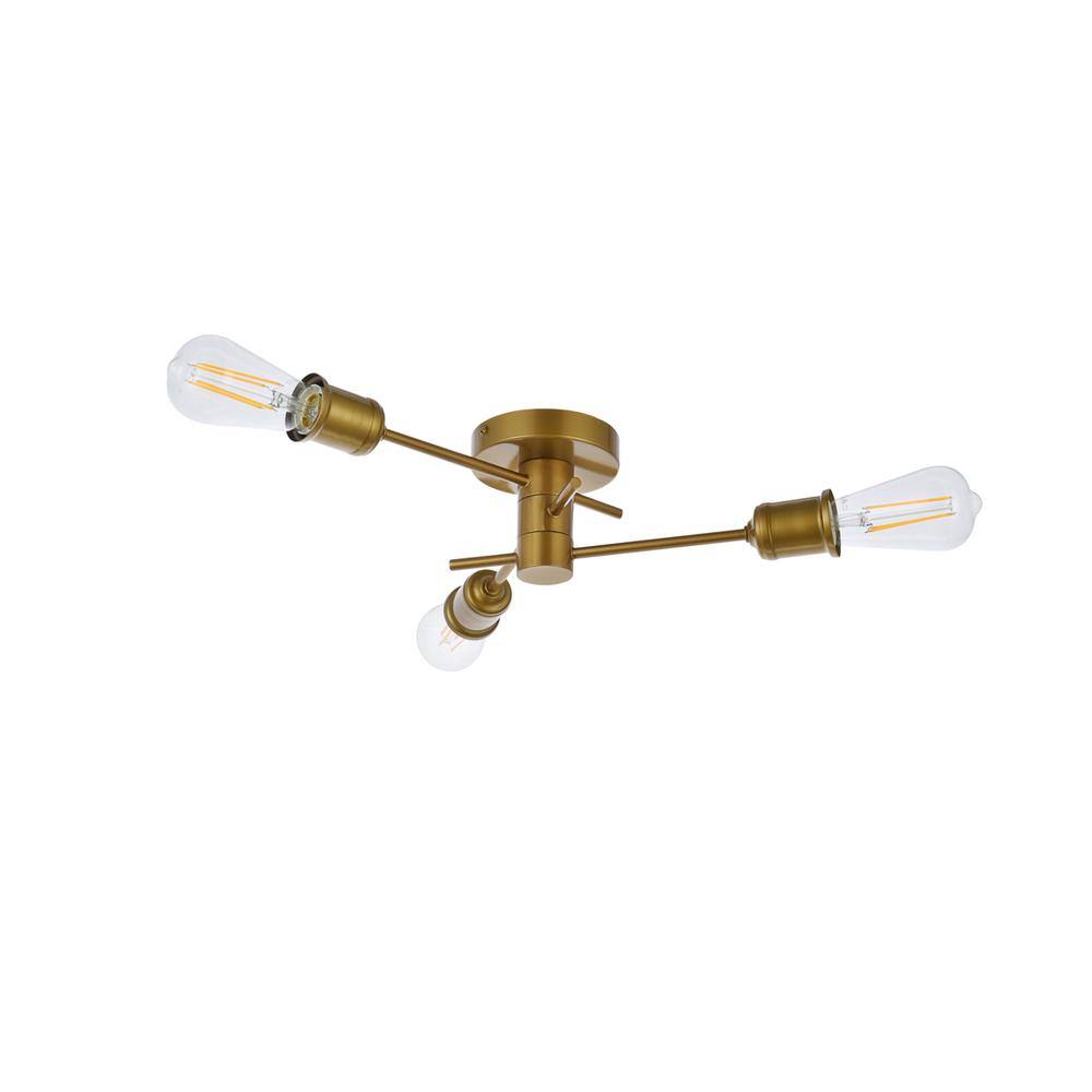 Alt View 1. Living District - Xavier 3 lights flush mount in brass - Brass.