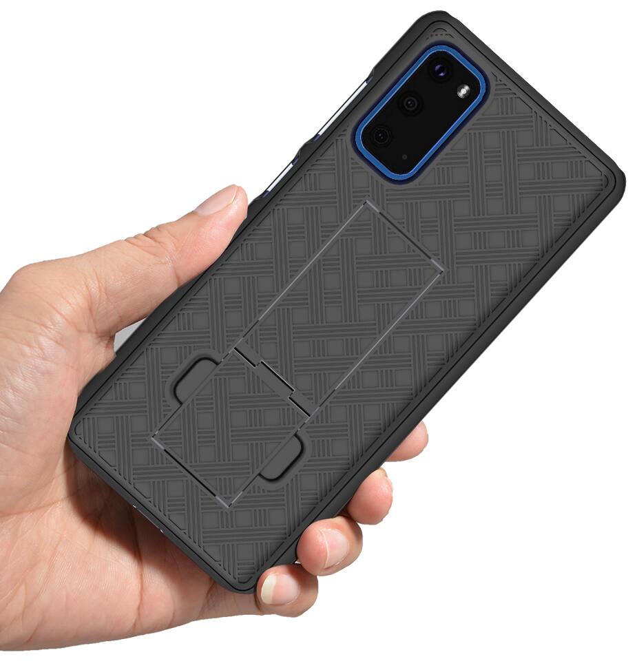 Alt View 5. Nakedcellphone - Case with Stand and Belt Clip Holster for Samsung Galaxy S20 - Black.