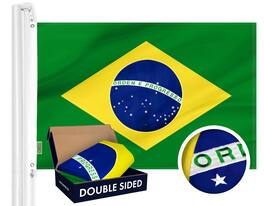 G128 - Brazil Flag 3x5 FT Double-Sided Embroidered 210D Polyester with Brass Grommets - Assorted Colors