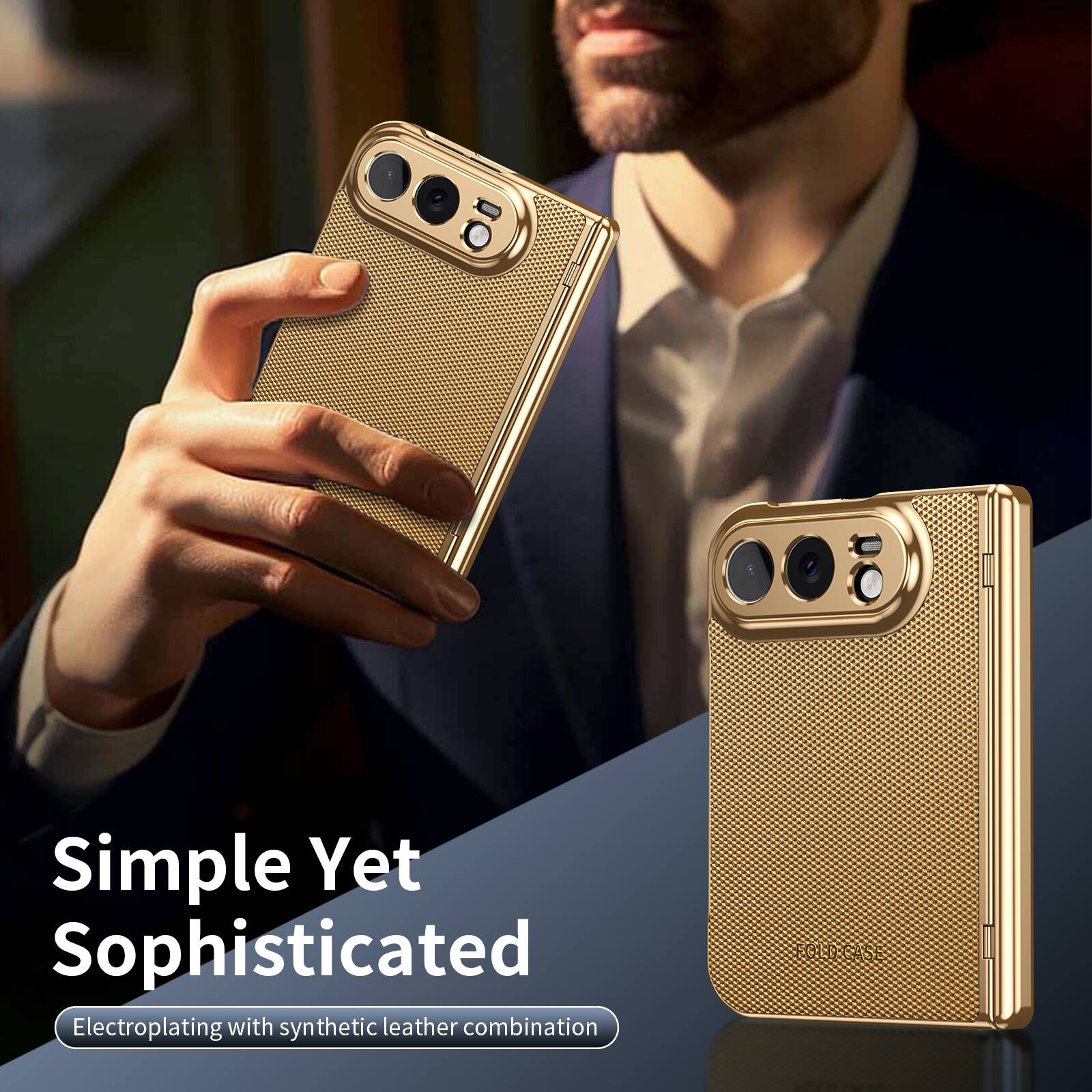 Simple Yet Sophisticated  
Electroplating with synthetic leather combination