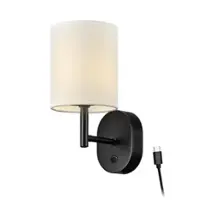 Globe Electric - Rechargeable Battery Wall Sconce, LED Integrated, 3 Brightness Levels, 1.5W, 150 Lumens, 3000 Kelvin, 90CRI - Matte Black - Front_Zoom