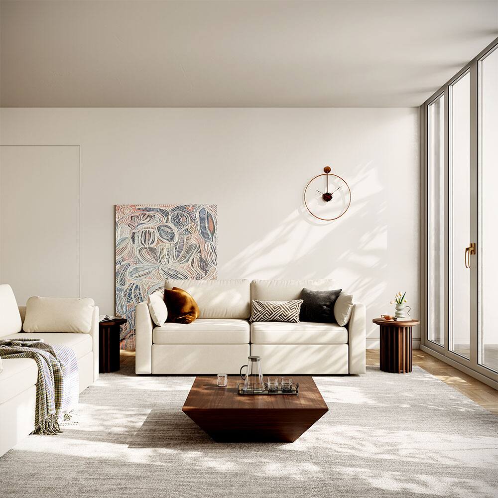 Alt View 7. POVISON - 17.72" Round Side Table, Modern Wood Side Table, End Table, MDF - Walnut Color.